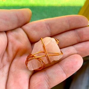 Rose quartz pendant handmade new